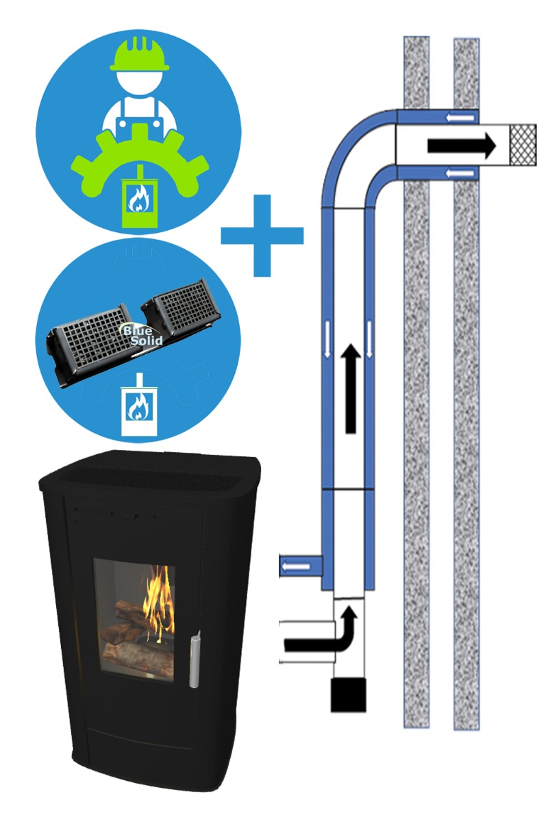 NextWoody + concentrische achterafvoer gevel + Pellet-ABC + Install