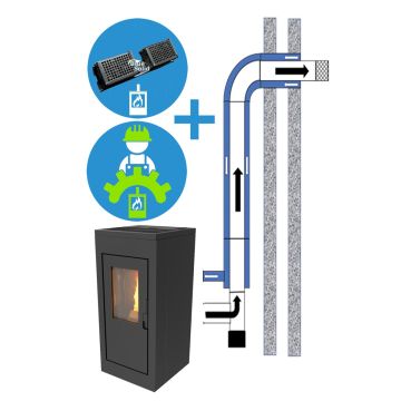NextGen pelletkachel met installatie en pellet-ABC katalysator